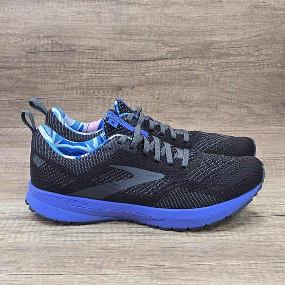 Brooks Revel 5 Men's Size 8.5 D Black Gray Purple Sneakers (1103741D005) - Picture 1 of 9